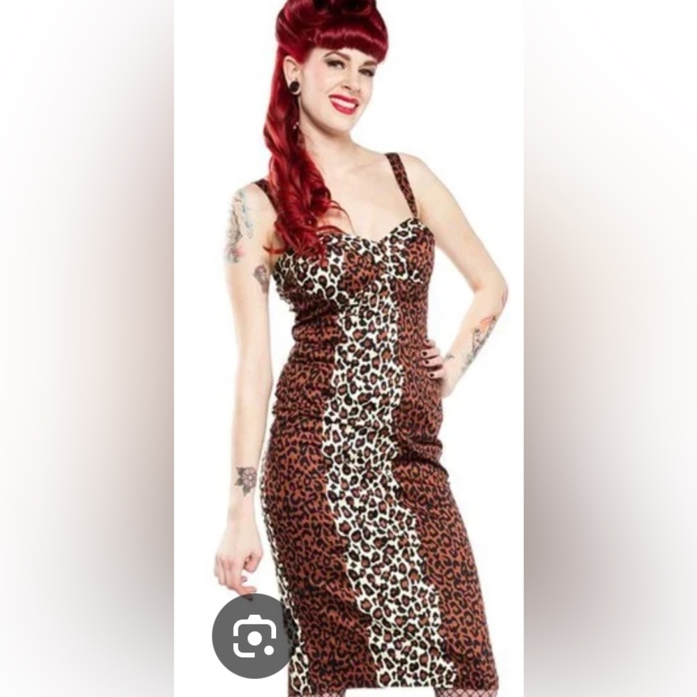 3X Leopard Wiggles Dress By Pinup Couture Vamp Pencil DresS EUC